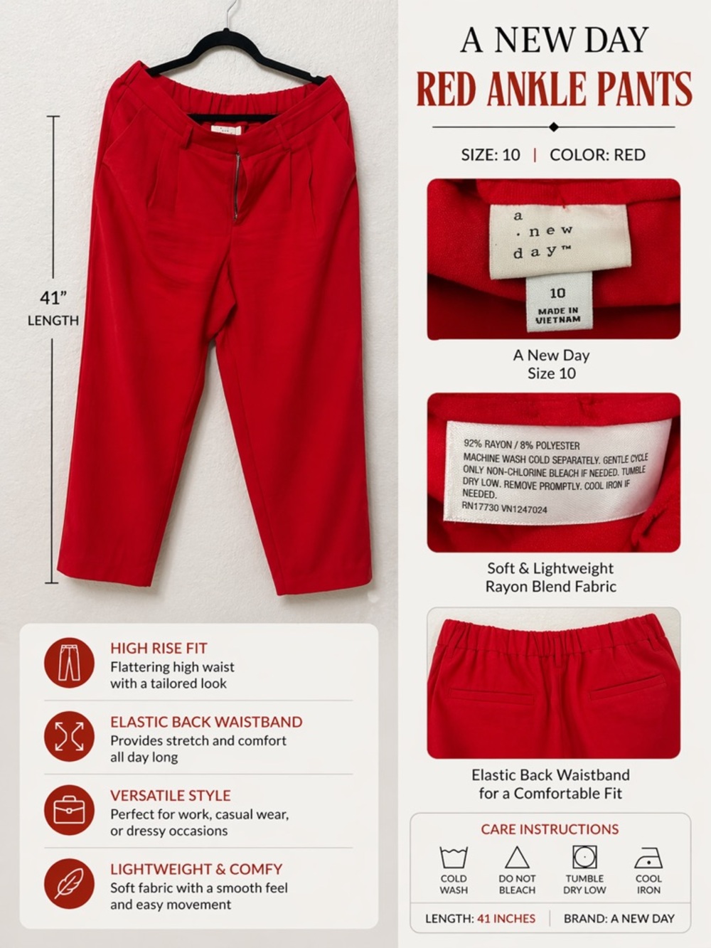 a new day Red Ankle Pants